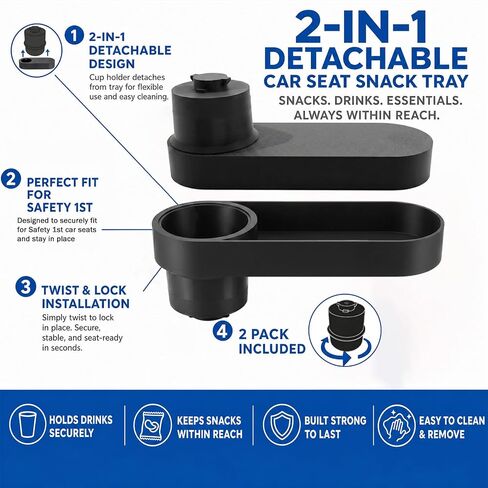 2 Pack Car Seat Snack Tray with Cup Holder Replacement for Safety 1st EverFit & Grow and Go,Detachable Car Seat Cup Holder Tray,Child Travel Tray Car Seat Snack Tray Replacement Accessory in Saudi Arabia