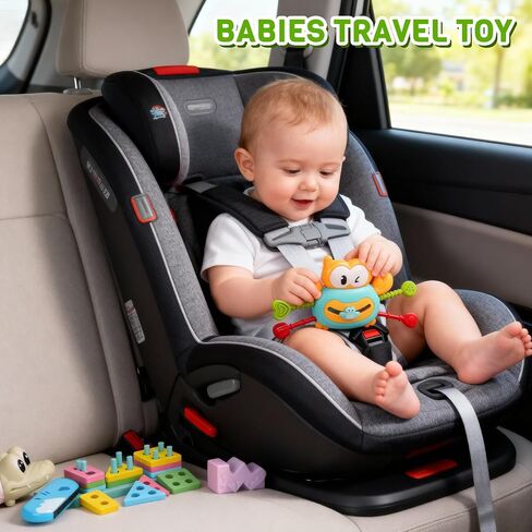 Montessori Baby Toys for 6-12 Months,Babies Travel Toy Set with Stacking Blocks, Pull Teether, Sensory Shape Sorter, Drawing Board & Harmonica, Infant Learning Gift for Toddler 1-3 Year Old in Kuwait