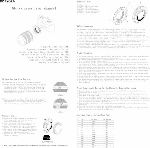 GF-NZ Auto Focus Adapter Compatible with Fujifilm G Mount Lens to Nikon Z Mount Cameras in Kuwait