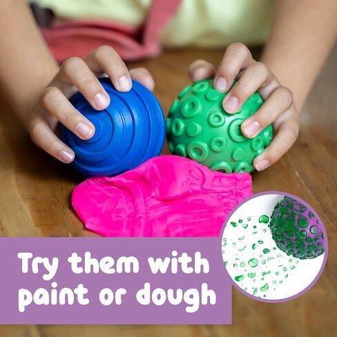 SPARK & WOW Sensory Bin Texture Twists, 4 Hollow, Tactile Balls | Twist Them Apart, Mix and Match Colors and Textures, Sensory Table Tools for Toddlers in Saudi Arabia