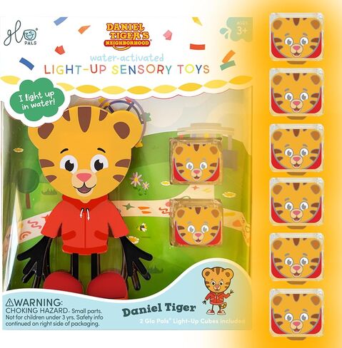 Glo Pals Daniel Tiger Water-Activated Light-Up Bath Toy Cubes, Pack of 4 | Glows Orange For Bath & Pool Time Fun, Promotes Sensory Play & Motor Skill Development For Toddlers & Kids in Kuwait