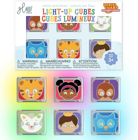 Glo Pals Daniel Tiger Water-Activated Light-Up Bath Toy Cubes, Pack of 4 | Glows Orange For Bath & Pool Time Fun, Promotes Sensory Play & Motor Skill Development For Toddlers & Kids in Kuwait