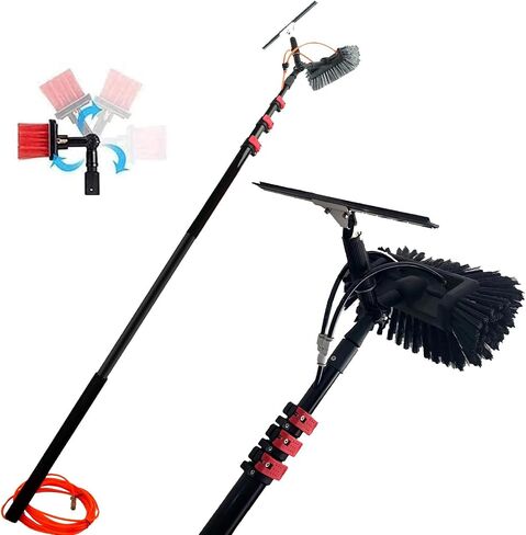 12m Telescopic Window Cleaning Brush with Squeegee, Water Delivery Pole for Solar Panel & Photovoltaic Cleaning, 50cm Brush Head, 36FT Reach. in Saudi Arabia