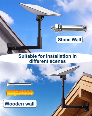 Starlink Mount, Adjustable Starlink Wall Mount Gen 3 with Telescoping Support Arm, 0-180° Adjustable Pipe Adapter, Rustproof, Weatherproof for Concrete Walls and Wood Walls in Kuwait