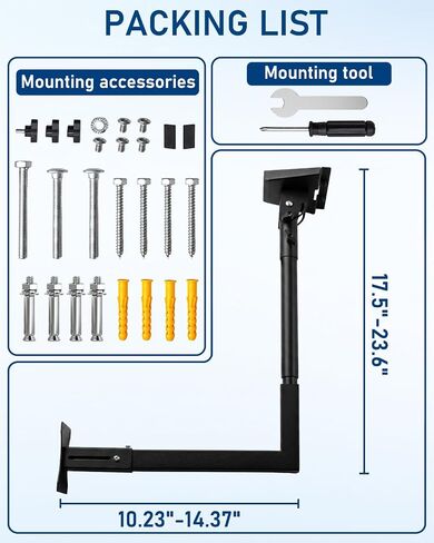 Starlink Mount, Adjustable Starlink Wall Mount Gen 3 with Telescoping Support Arm, 0-180° Adjustable Pipe Adapter, Rustproof, Weatherproof for Concrete Walls and Wood Walls in Kuwait