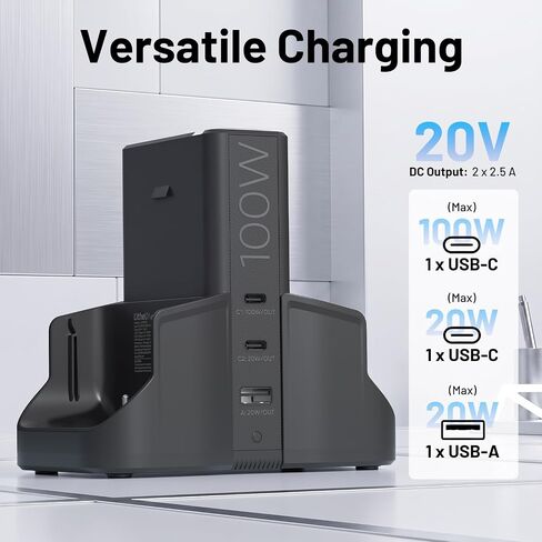 Litheli U20 4-in-1 Mix Smart Charger, 100W Fast Charging Station for All U20 Batteries, Versatile Portable Charger, 30-Minute Fast Dual Charging | Reverse Charging Function in Saudi Arabia