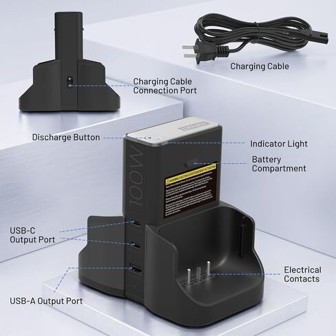 Litheli U20 4-in-1 Mix Smart Charger, 100W Fast Charging Station for All U20 Batteries, Versatile Portable Charger, 30-Minute Fast Dual Charging | Reverse Charging Function in Saudi Arabia