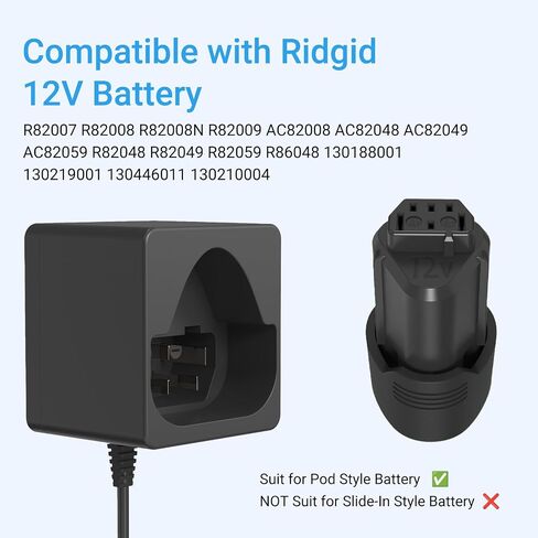 12V Lithium Battery Charger for Ridgid 12V Battery R82048 R82007 R82008 | R82059 R82049 AC82049 AC82059 R82007 AC82008 R82009 130220001 130188001 in Saudi Arabia