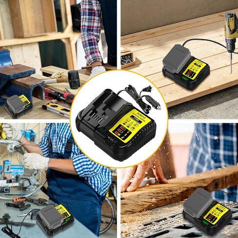 DCB112 Charger Replacement for DeWalt 12V 20V 60V Max Battery with 12V/20V DC Input Cigarette Lighter Plug & 100V-240V AC Input Charger, 2-in-1 Battery Charger and Vehicle Charger in Saudi Arabia