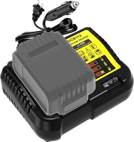 DCB112 Charger Replacement for DeWalt 12V 20V 60V Max Battery with 12V/20V DC Input Cigarette Lighter Plug & 100V-240V AC Input Charger, 2-in-1 Battery Charger and Vehicle Charger in Saudi Arabia