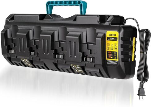 4 Port Fast Charger Station Compatible with Dewalt 12V/20V MAX, and FLEXVOLT 20V/60V MAX Battery, 12A(3A Each), Multiple Battery Rapid Charger Station with 2 USB Ports Outputs(Black) in Kuwait