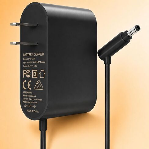 26.1V Cordless Vacuum Charger Power Supply Adapter Compatible with Dyson V6 V7 V8 Series Animal Absolute Fluffy Motorhead Car+Boat, 5.9FT Power Cord, NOT for V10 V11 V12 in Saudi Arabia