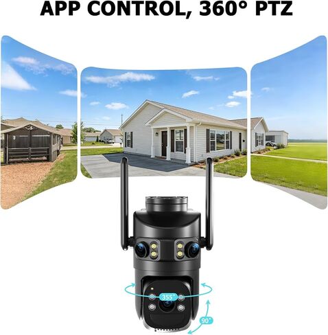 Triple Lens Solar Security Cameras Wireless Outdoor, 2.4G/5G WiFi Camera | 360° Pan/Tilt, 6MP Color Night Vision, PIR Motion Alarm, Spotlight Siren, 2-Way Audio, Easy to Install, Waterproof in Saudi Arabia