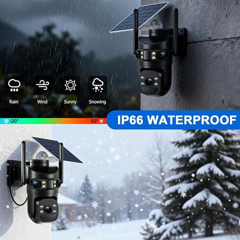 Triple Lens Solar Security Cameras Wireless Outdoor, 2.4G/5G WiFi Camera | 360° Pan/Tilt, 6MP Color Night Vision, PIR Motion Alarm, Spotlight Siren, 2-Way Audio, Easy to Install, Waterproof in Saudi Arabia