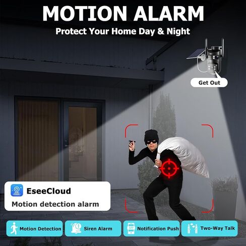 Triple Lens Solar Security Cameras Wireless Outdoor, 2.4G/5G WiFi Camera | 360° Pan/Tilt, 6MP Color Night Vision, PIR Motion Alarm, Spotlight Siren, 2-Way Audio, Easy to Install, Waterproof in Saudi Arabia