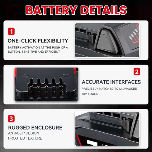 2-Pack 7.0Ah Batteries Replacement for Milwaukee 18V Battery 48-11-1880 Lithium-Ion Compatible with 48-11-1810 48-11-1820 48-11-1840 48-11-1850 48-11-1828 48-11-1860 Cordless Tools in Kuwait