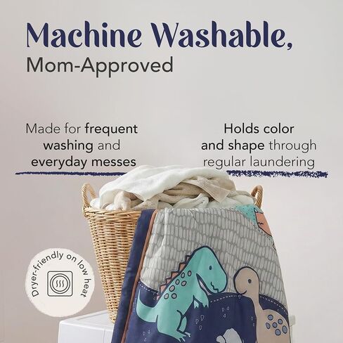 The Hōmistry 3-Piece Crib Bedding Set for Boys - Reversible Quilt, Fitted Sheet, Crib Skirt - Soft, Breathable & Durable Microfiber Baby Crib Bedding Set - Dino Theme in Kuwait