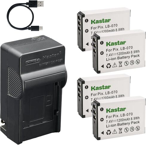 Kastar 1-Pack Battery and AC & USB-C Charger, Compatible with LB-070 Battery, for Kodak PixPro AZ651 AZ652 AZ901 Astro Zoom PIXPRO S1 S-1 and Minolta MN67Z MN67Z-BK 67X Optical Zoom Cameras in Kuwait