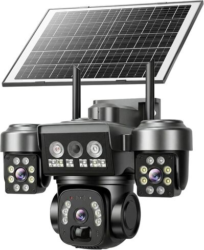 KEPEAK Solar Security Camera Outdoor Wireless, Triple Lens Security Camera Outdoor, 2.4Ghz WiFi Camera with PIR Motion Detection, Color Night Vision, 2-Way Talk, Battery Powered in Saudi Arabia