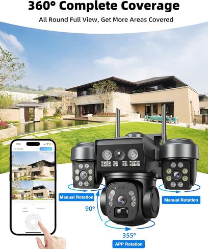 KEPEAK Solar Security Camera Outdoor Wireless, Triple Lens Security Camera Outdoor, 2.4Ghz WiFi Camera with PIR Motion Detection, Color Night Vision, 2-Way Talk, Battery Powered in Saudi Arabia