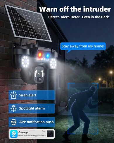 KEPEAK Solar Security Camera Outdoor Wireless, Triple Lens Security Camera Outdoor, 2.4Ghz WiFi Camera with PIR Motion Detection, Color Night Vision, 2-Way Talk, Battery Powered in Saudi Arabia