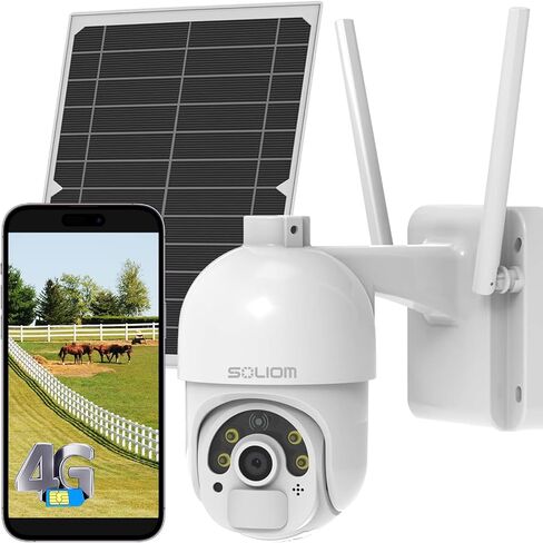 SOLIOM S800 4G LTE Cellular Security Camera Outdoor, No WiFi Solar Powered Camera for Home Security with SIM Card, 2K Color Night Vision, 360° View, PIR Motion Sensor, 2-Way Audio in Saudi Arabia