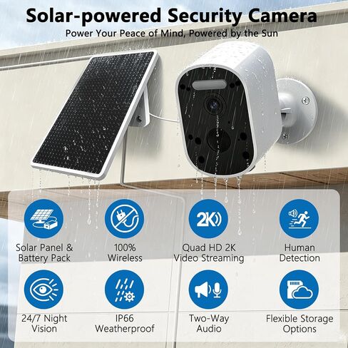 VTimes 2K Solar Security Camera Outdoor, 2-Way Audio, PIR Night Vision | Solar Security Camera for Home Security, AI Smart Motion Detection, SD/Cloud Storage, IP66 Weatherproof in Saudi Arabia