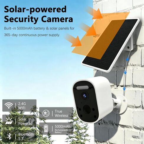 VTimes 2K Solar Security Camera Outdoor, 2-Way Audio, PIR Night Vision | Solar Security Camera for Home Security, AI Smart Motion Detection, SD/Cloud Storage, IP66 Weatherproof in Saudi Arabia