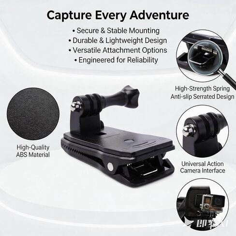 Action Camera Backpack Strap Mount Clip, 360 Degree Rotatable Shoulder Strap Holder for GoPro and Sports Cameras in Saudi Arabia