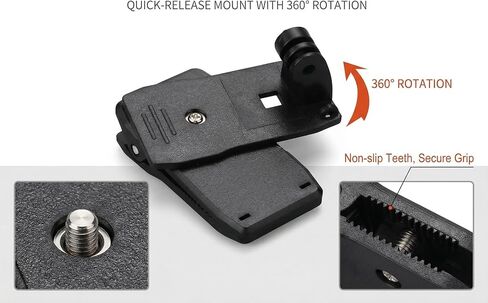 Action Camera Backpack Strap Mount Clip, 360 Degree Rotatable Shoulder Strap Holder for GoPro and Sports Cameras in Saudi Arabia