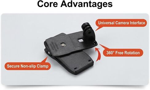 Action Camera Backpack Strap Mount Clip, 360 Degree Rotatable Shoulder Strap Holder for GoPro and Sports Cameras in Saudi Arabia