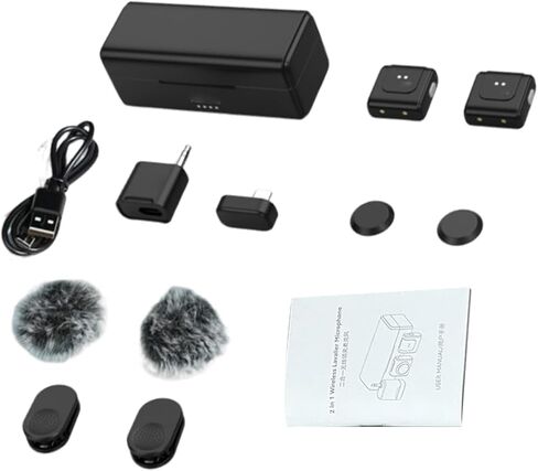 Lavalier Microphone Noise Cancelling Dual Mic Rechargeable Portable On Microphone for Camera Vlog Live Stream in Saudi Arabia