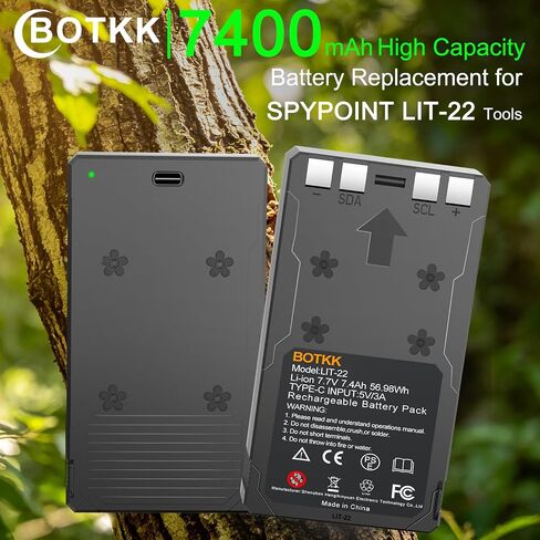 2-Pack 7400mAh LIT-22 Rechargeable Lithium Battery Pack for SPYPOINT | Compatible with SPYPOINT Flex-S/M/Plus, Flex G-36 Cellular Trail Cameras (Includes Type-C Cable) in Kuwait