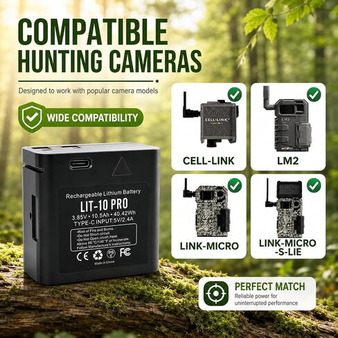 2-Pack LIT-10 Pro Trail Camera Replacement Batteries for SPYPOINT | 10.5Ah high capacity, Compatible with SPYPOINT LIT‑10,Link‑Micro, Cell‑Link, LM2, Link‑Micro‑S‑LTE series in Saudi Arabia