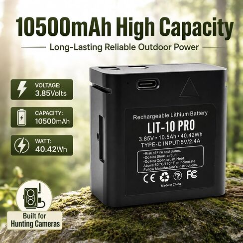 2-Pack LIT-10 Pro Trail Camera Replacement Batteries for SPYPOINT | 10.5Ah high capacity, Compatible with SPYPOINT LIT‑10,Link‑Micro, Cell‑Link, LM2, Link‑Micro‑S‑LTE series in Saudi Arabia