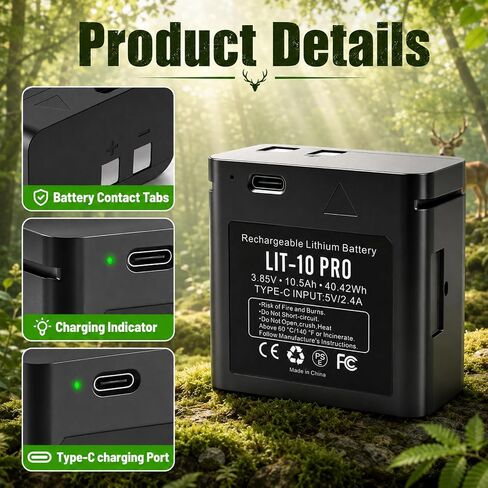 2-Pack LIT-10 Pro Trail Camera Replacement Batteries for SPYPOINT | 10.5Ah high capacity, Compatible with SPYPOINT LIT‑10,Link‑Micro, Cell‑Link, LM2, Link‑Micro‑S‑LTE series in Saudi Arabia