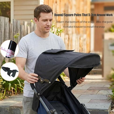 Baby Stroller Sun Shade Umbrella Stroller Canopy Replacement Retractable Stroller Replacement Parts Shade for Pram Pushchair Buggy Parasol Sun with Mesh Window Pocket Adjustable in Saudi Arabia