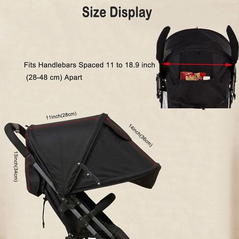 Baby Stroller Sun Shade Umbrella Stroller Canopy Replacement Retractable Stroller Replacement Parts Shade for Pram Pushchair Buggy Parasol Sun with Mesh Window Pocket Adjustable in Saudi Arabia