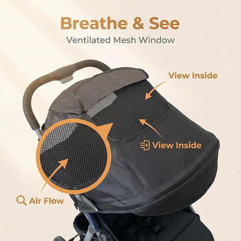 Baby Stroller Sun Shade Umbrella Stroller Canopy Replacement Retractable Stroller Replacement Parts Shade for Pram Pushchair Buggy Parasol Sun with Mesh Window Pocket Adjustable in Saudi Arabia