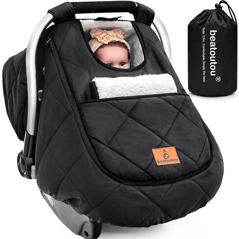 Waterproof Winter Baby Car Seat Cover, Warm Car Seat Cover for Newborns | Waterproof & Windproof, thick fleece lining, side air vents for breathable safety, fits most car seats, machine washable in Saudi Arabia