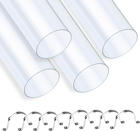 4 Pieces 2-1/2" x 36" Clear Rigid Pipes, Plastic Round Tubes with Strap Clamps for Home, Garden, Woodworking, DIY Dust Collection System in Saudi Arabia