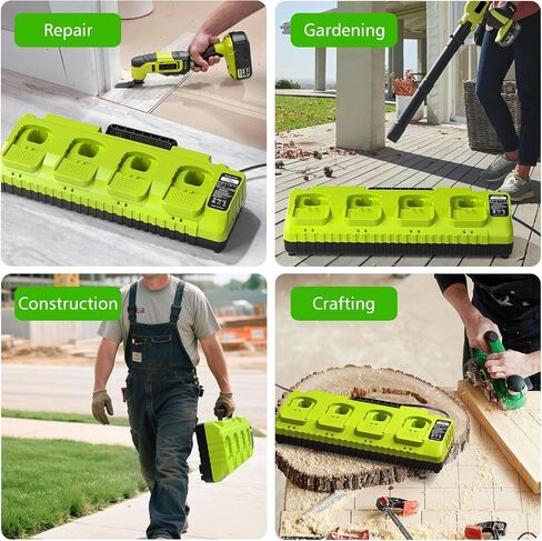 Replace Ryobi 18V Battery Charger,4-Port Fast Multi-Battery Charging Station with Dual USB, Fits Ryobi 12V-18V One+ Batteries P102 P103 P105 P107 P108 P109 P189 P197 PBP002 PBP005 in Saudi Arabia
