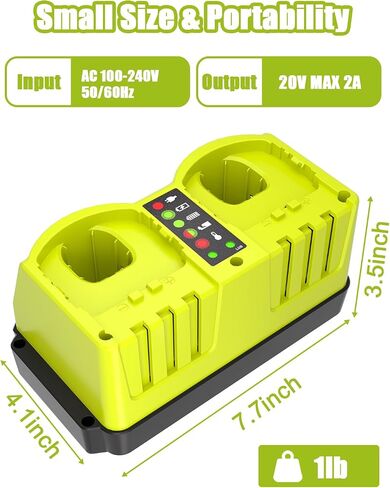 P117 Dual 18V Charger Replacement for Ryobi 18V Battery Charger | 18V Battery Charger Station Compatible for Ryobi 14.4V-18Volt ONE+ Plus Lithium-Ion Battery P100 P102 P103 P104 P107 P108 in Kuwait