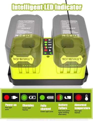 P117 Dual 18V Charger Replacement for Ryobi 18V Battery Charger | 18V Battery Charger Station Compatible for Ryobi 14.4V-18Volt ONE+ Plus Lithium-Ion Battery P100 P102 P103 P104 P107 P108 in Kuwait