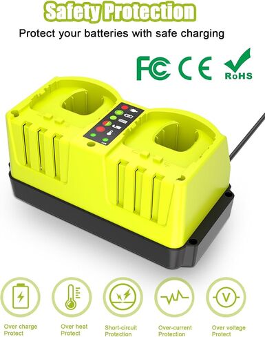 P117 Dual 18V Charger Replacement for Ryobi 18V Battery Charger | 18V Battery Charger Station Compatible for Ryobi 14.4V-18Volt ONE+ Plus Lithium-Ion Battery P100 P102 P103 P104 P107 P108 in Kuwait