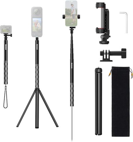 MAIRAN 2-in-1 Golf Monopod Tripod Selfie Stick for Recording Golf Swing | 67.3" Adjustable Phone Tripod Stand, Phone Holder for iPhone/Android,1/4"thread.Poetable 21cm Spike, Comes with a carry bag in Saudi Arabia