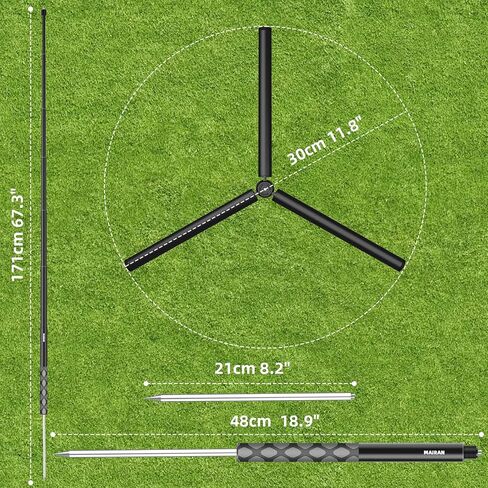 MAIRAN 2-in-1 Golf Monopod Tripod Selfie Stick for Recording Golf Swing | 67.3" Adjustable Phone Tripod Stand, Phone Holder for iPhone/Android,1/4"thread.Poetable 21cm Spike, Comes with a carry bag in Saudi Arabia