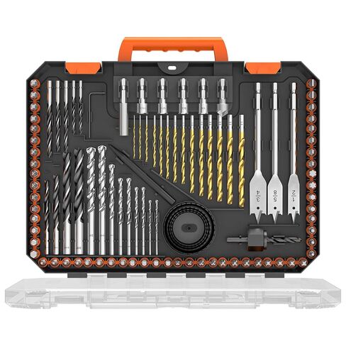 ENERTWIST 112 PCS Drill Bit Set, Screwdriver Bits Set with Portable Case | 1/4" Hex Shank Impact, Durable Storage, HSS Titanium Coated,Durability, Assorted for Wood Metal Cement Drilling Screw Driving in Saudi Arabia