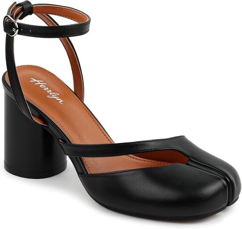 Split Toe Heels, Black Tabi Shoes with Block Heel, Comfortable Slingback Heels Split Toe Shoes Ideal for Fashion Casual Office Size9 in Saudi Arabia