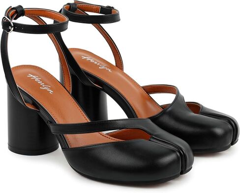 Split Toe Heels, Black Tabi Shoes with Block Heel, Comfortable Slingback Heels Split Toe Shoes Ideal for Fashion Casual Office Size9 in Saudi Arabia